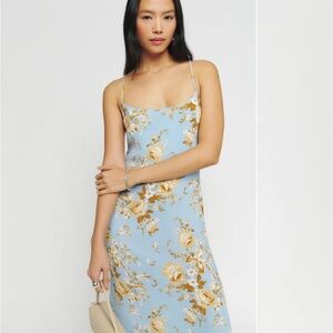 Reformation Dover Light Blue Floral Dress NWOT